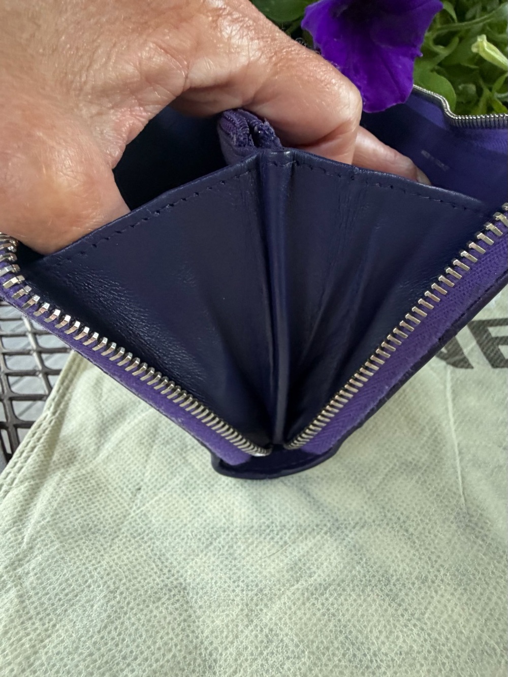 CHANEL PURPLE/PLUM LAMBSKIN QUILTED WALLET WITH COA - Picture 15 of 16